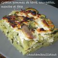 Gratin de pommes de terre, courgettes, menthe et feta