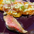 Rouget farci aux pistaches et salade d&rsquo;oranges au fenouil
