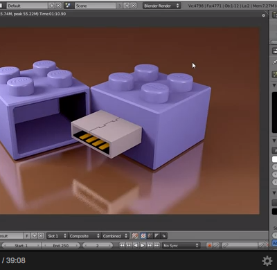 Blender 3D - tutoriel français - Cle USB Lego - by KOPILOT 