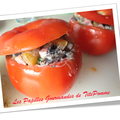 Tomates farcies aux champignons, poivrons jaune, chèvre et coriandre