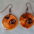 Boucles d'oreilles vertes, bleu, orange et roses