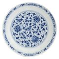 A blue and white saucer dish, Qianlong seal mark