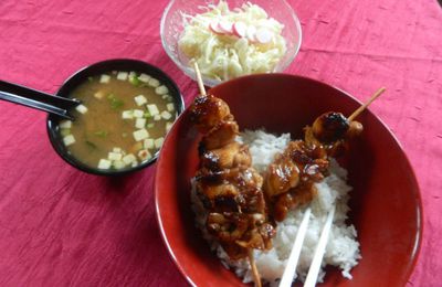 Brochette de lapin mariné à la japonaise