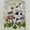 Vintage ... Pot en verre décoré LE PARFAIT * Vache 