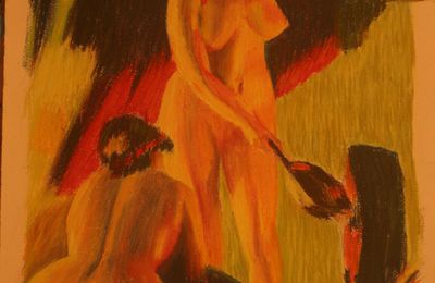 Sauna, d'aprés Zorn - Pastel - 32 x 45 - 01 2011