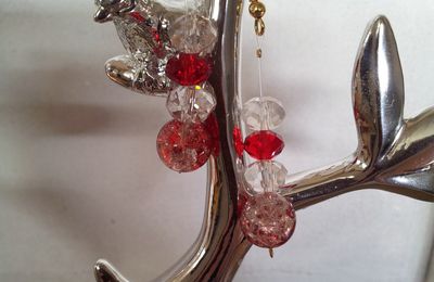 Boucles d'oreilles rouges et cristal - Nouveau modèle