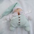 Doudou Peluche Semi Plat Lutin Garçon Bonhomme Bleu Et Blanc Marron Grelot Nounours