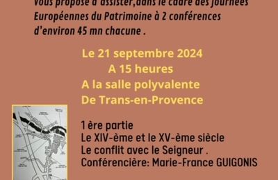 Conférences dans le cadre des Journées Européennes du Patrimoine