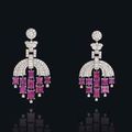 A pair of Art Deco ruby and diamond ear pendants, by Cartier