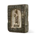 A rare inscribed 'Huanghuashi' limestone Buddhist stele, Northern Zhou dynasty, dated Jiande 2nd year, corresponding to 573