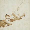 Giovanni Battista Tiepolo (Venise 1696 - 1770), Figure plafonnante avec un étendard et un vase