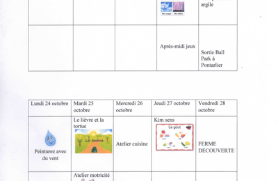 Programme du centre de loisirs de la Toussaint