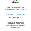 PERMANENCES INSCRIPTIONS SUR LES LISTES ELECTORALES