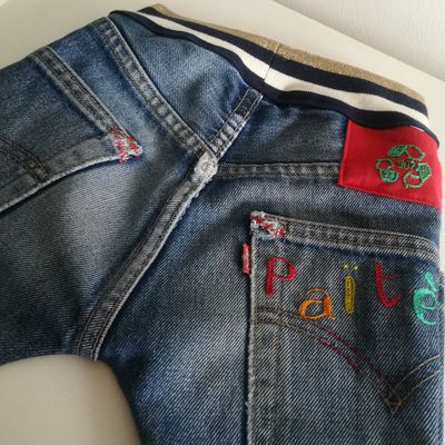 Pantalon naissance personnalisé en jean recyclé