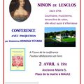 CONFERENCE SUR NINON DE LENCLOS LE SAMEDI 2 AVRIL organisée par l'A.C.I.M.E. de MAULE