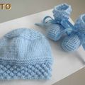 TUTO tricot bébé, BONNET et CHAUSSONS laine bb