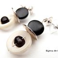 BO434 - Boucles d'oreille en tagua blanc et noir