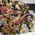 1789 Tapisserie canevas a terminer fond noir dragon fleuri