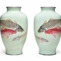 A pair of cloisonné-enamel vases, Attributed to the Ando workshop, Taisho era (1912-1926), circa 1920