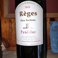 Alsace : Domaine de l'Agapé : Riesling Grand Cru Rosacker 2012, Pauillac : Règes des Sadons 2018