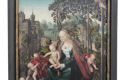 Ecole de Nuremberg, vers 1530, Vierge à l’Enfant dans un jardin clos