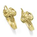 A pair of gold 'bat' earrings, erqian, Qing dynasty