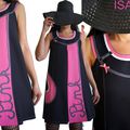 Un Rose Baby Doll Chic et mode : une robe Trapèze Graphique noire Rose à pois de Printemps 2016 