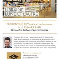 Jeudi 30 mars à 19H : rencontre, lecture et performances de Florentine Rey