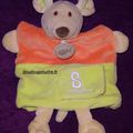 Doudou souris marionnette , S comme Souris, Baby nat, vert orange, www.doudoupeluche.fr