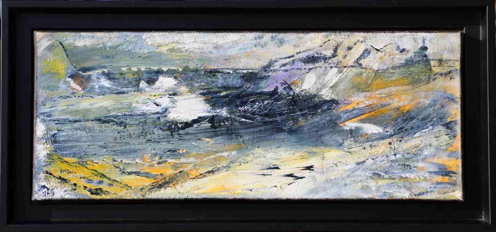 Tempete nordique- ND-acryl2015- cadre noir- 20X50cm- (n° 43),