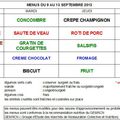 Menus du restaurant scolaire du 9 au 13 septembre 2013