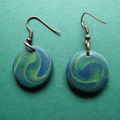 Boucles d'oreilles fimo : bleu et vert