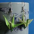 VENDUES - Origami - Boucles d'oreilles Grues vertes 03-13 