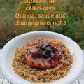 "Steack" de céleri-rave, quinoa, sauce aux champignons noirs
