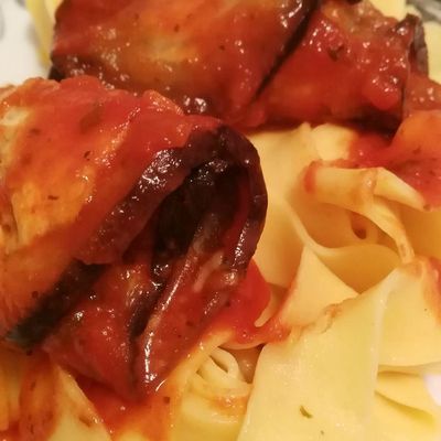  Roulades d’aubergines et pappardelle tomatées