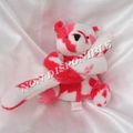 Doudou Peluche Ours Blanc Et Rose Longs Bras Eurobear