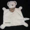 Doudou grand modèle ours Nicotoy,plat,blanc,avec bandana