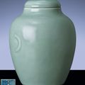 A fine and rare celadon-glazed globular jar and cover, Qianlong six-character sealmark and of the period (1736-1795)