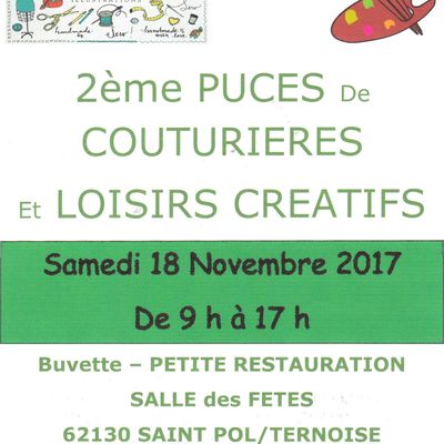Puces des couturières et des loisirs créatifs - Saint Pol sur Ternoise - samedi 18 novembre 2017