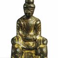 A small early gilt-bronze figure of Shakyamuni Buddha, Sixteen Kingdoms period (304–439)