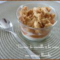 "Verrine de crumble à la cerise sur mousse blanche"