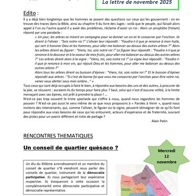 Lettre Paroles A Venir - novembre 2025