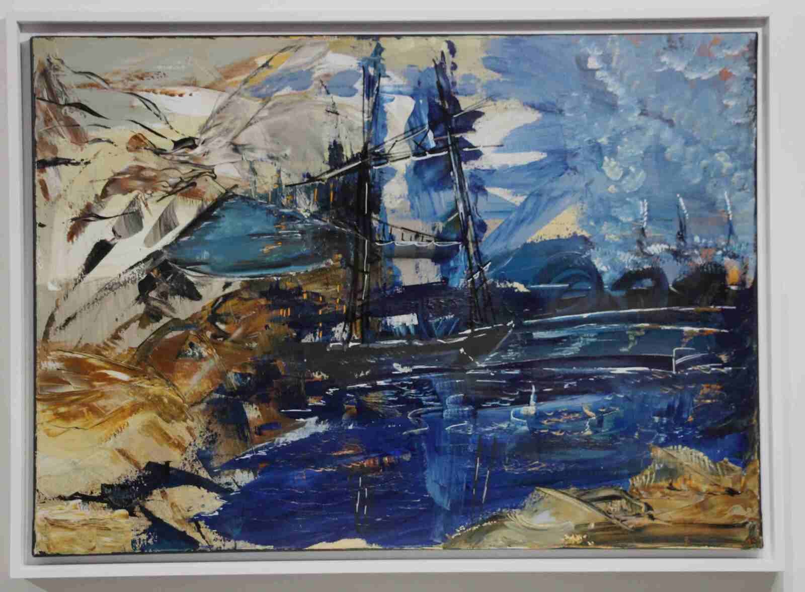 A quai..enfin ! cadre blanc.acryl 2019- 50X70 (n°136),