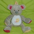 Doudou peluche koala Arthur et Lola, gris blanc rose jaune 