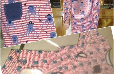 Pyjama jersey motifs pieuvres