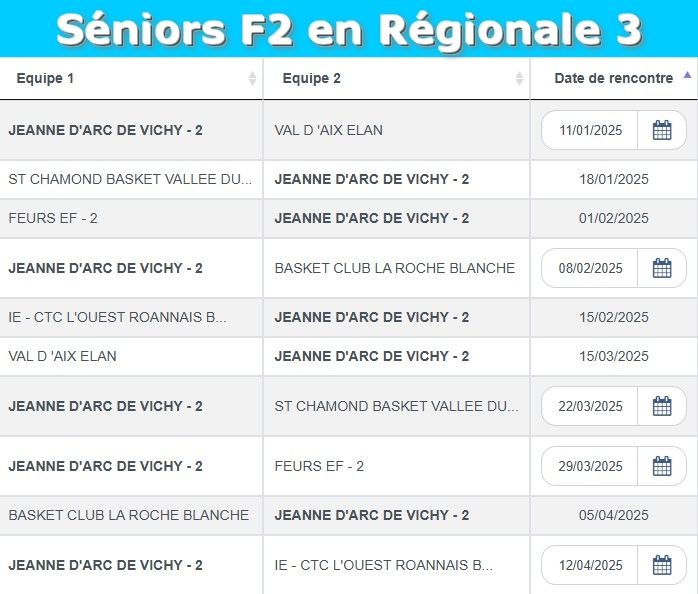 Calendriers AuRA 2ème phase