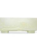A superb and finely carved white jade marriage bowl, mark and period of Qianlong (1736-1795)