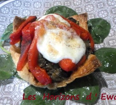 Feuilletés à la purée d'aubergines et poivrons