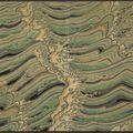 A two-fold textile screen with multicoloured cresting waves by Minagawa Gekka (1892-1987), Japan, 20th century, Shōwa period