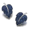 Pair of sapphire and diamond ear clips